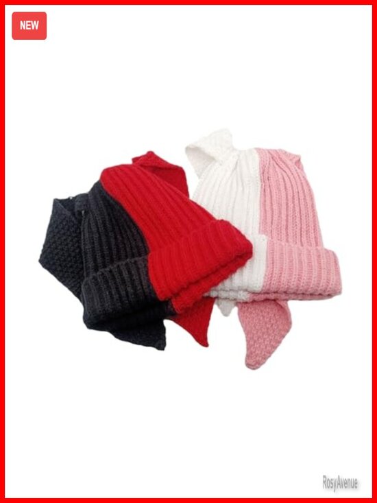 Knit Beanie Hat Long Ears Cute Funny Winter Warm Skull Cap Ski Beanie main image 5